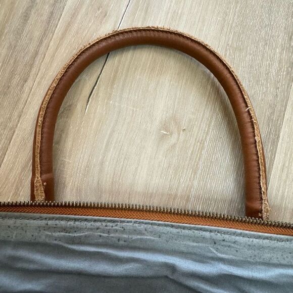 Sailor Jerry Artisan Crafted Blue Brown Leather Handle Tooled Shoulder Bag Purse - Picture 8 of 9